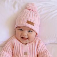 Little B's Knitted Cotton Rib Beanie - Pink
