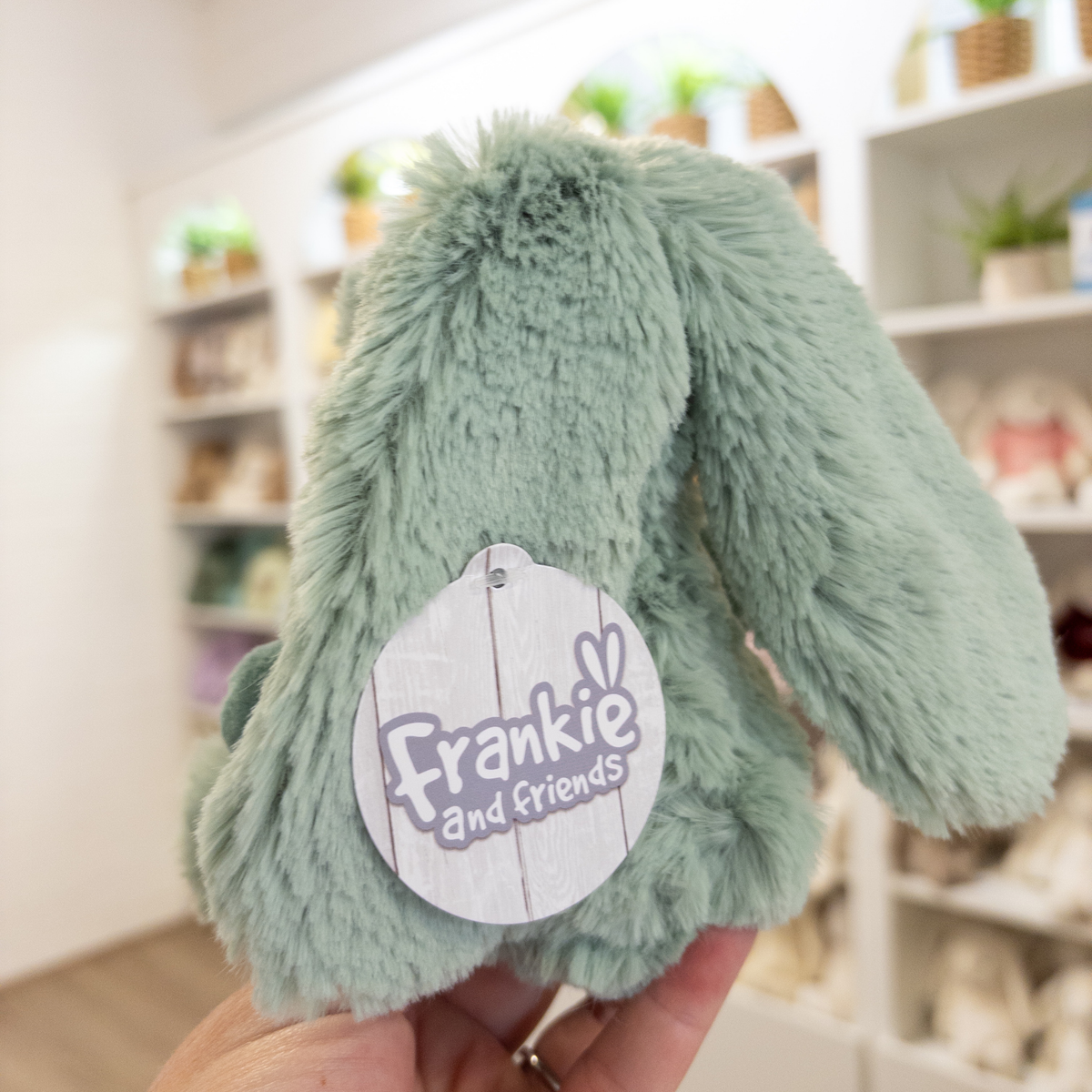 Personalised Tiny Spotty Bunnies 17cm - Forrest Green