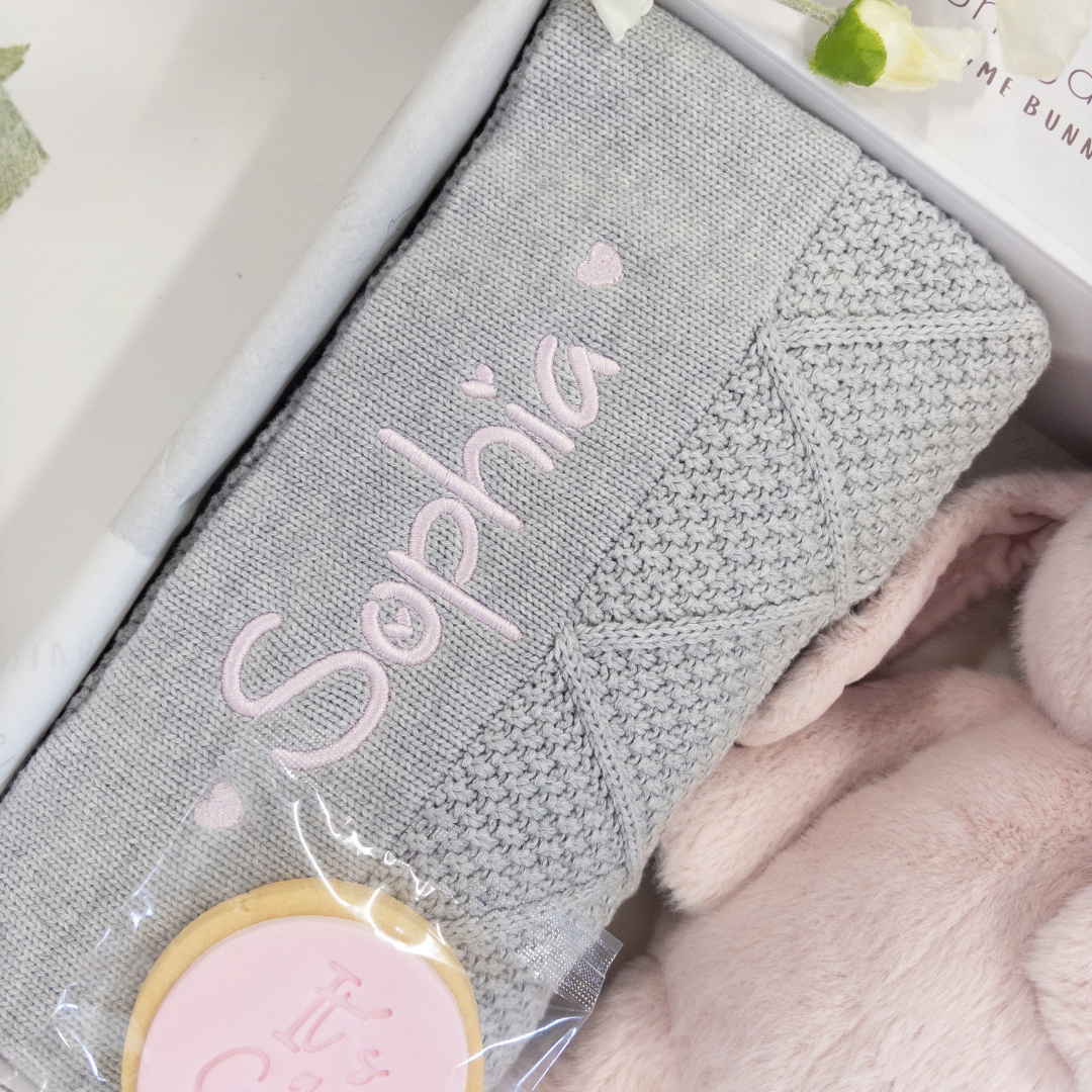 Personalised Bunny & Blanket Baby Gift Hamper - Blossom