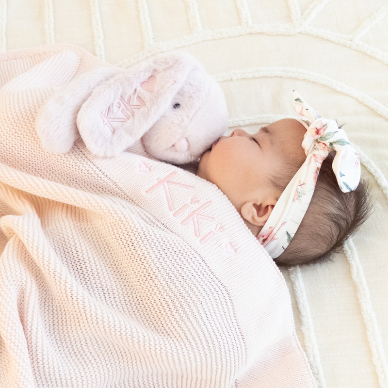 Personalised Baby Blanket - Light Pink Knit