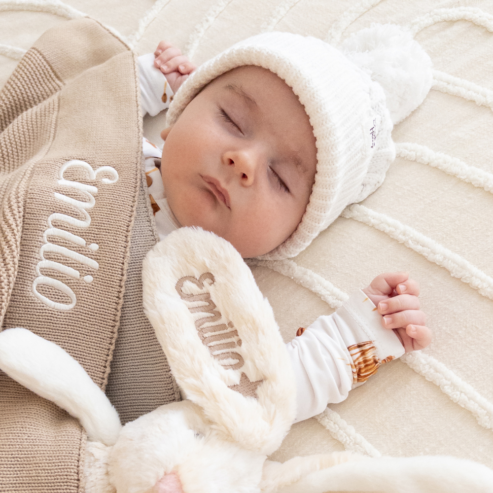 Personalised Newborn Gift Hamper - Small Cream Frankie Bunny & Beige Blanket
