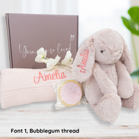 Personalised Blush Snuggle Bunny & Light Pink Blanket Gift Set