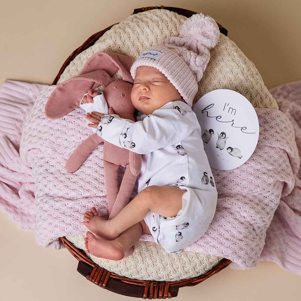 Snuggle Hunny - Personalised Knit Blanket | Blush Pink