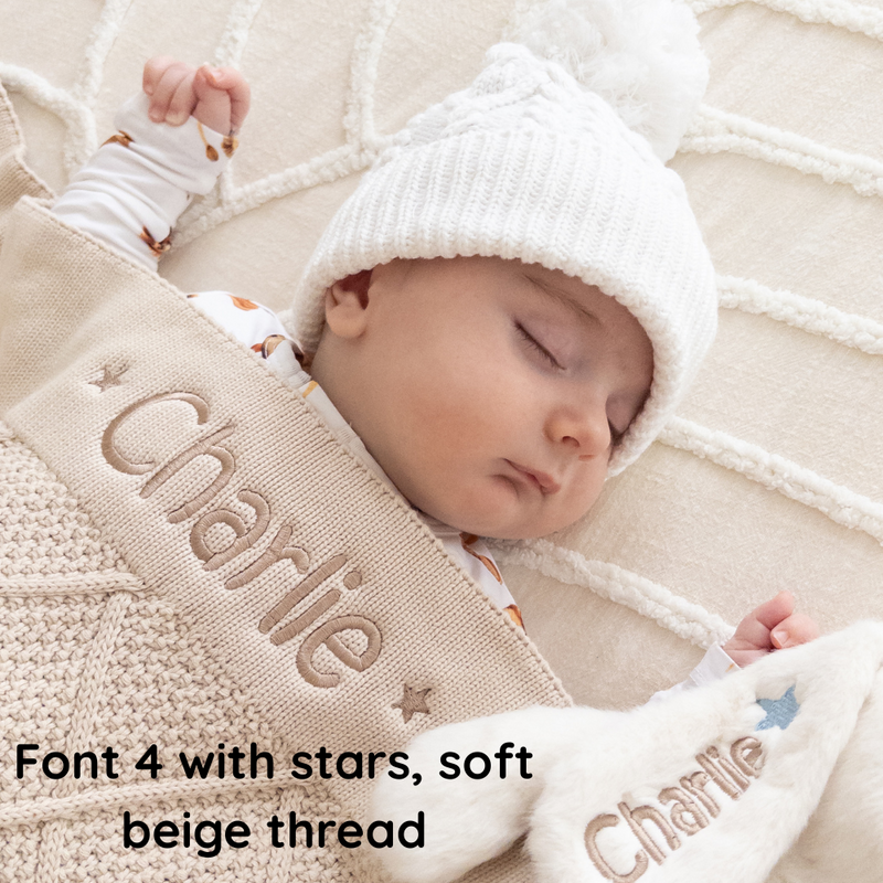 Personalised Diamond Knit Baby Blanket - Oatmeal