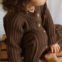 Little B's Knitted Cotton Rib Romper - Chocolate