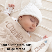 SAME-DAY Beige Bunny & Oatmeal Diamond Knit Blanket Baby Hamper