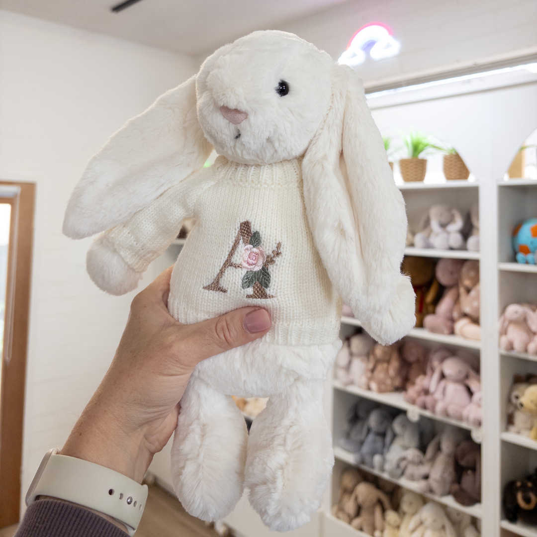 Personalised Stone Blanket & Jellycat Bunny Girl Hamper