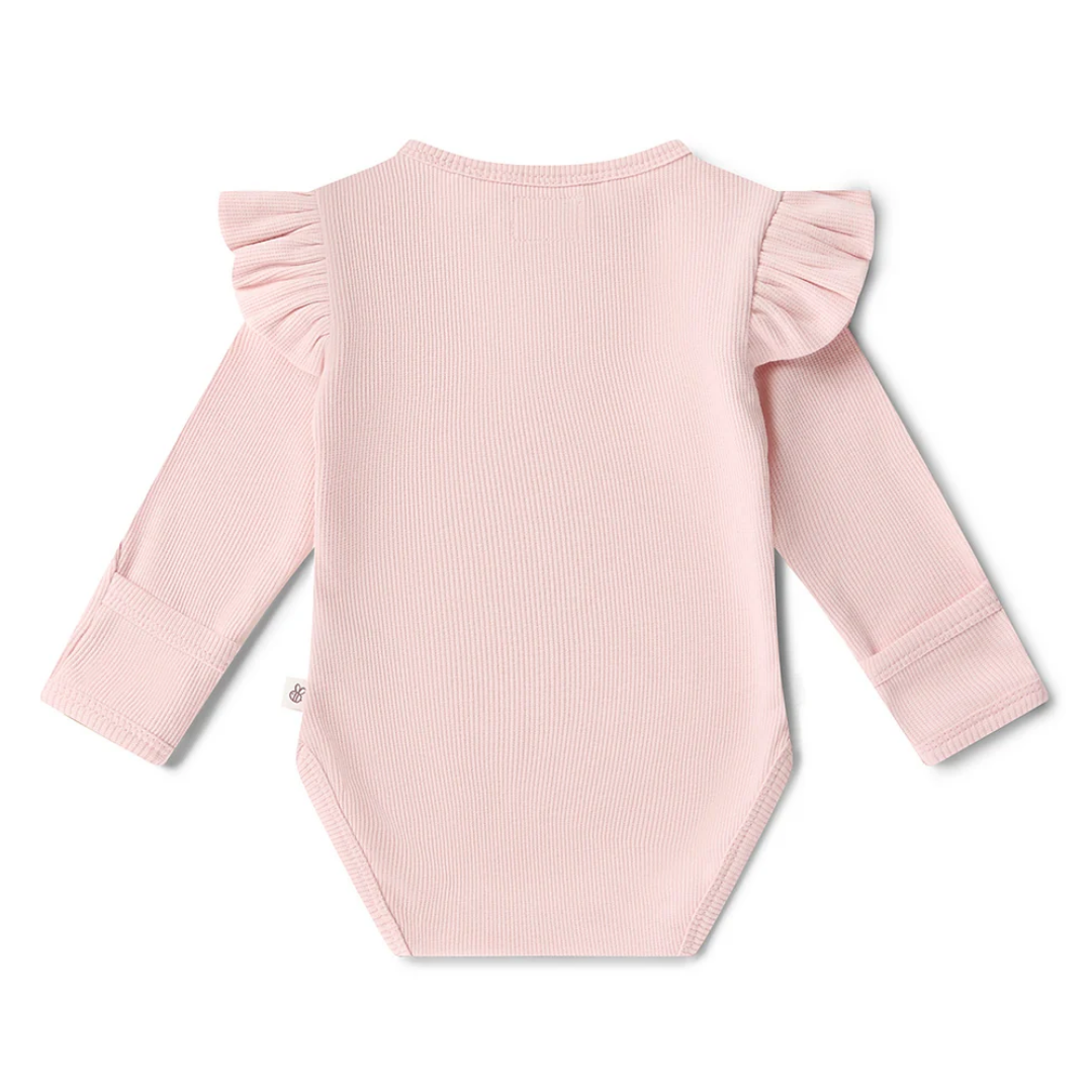 Snuggle Hunny Long Sleeve Organic Bodysuit with Frill - Baby Pink