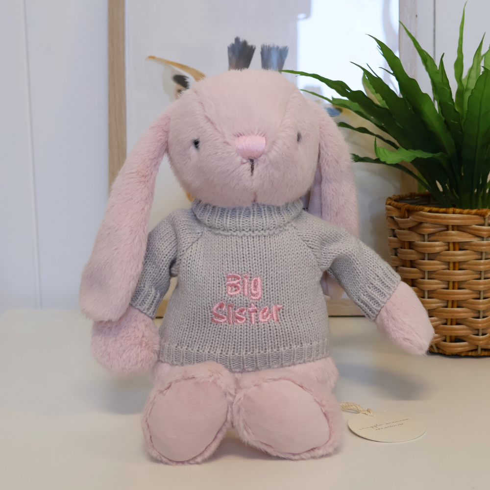 Older Sibling Gift - Bunny & Big Sister Jumper - Blossom