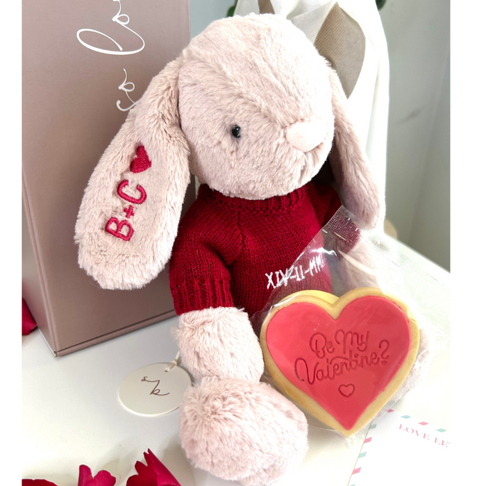 Valentines Day Gift - Personalised Blush Jamie Kay Bunny & Jumper