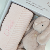 Personalised Blush Snuggle Bunny & Light Pink Blanket