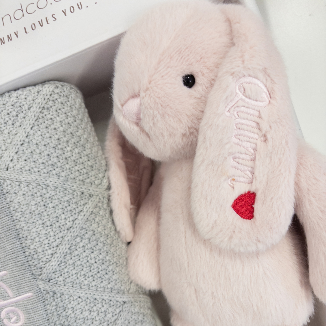 Personalised Bunny & Blanket Baby Gift Hamper - Blossom