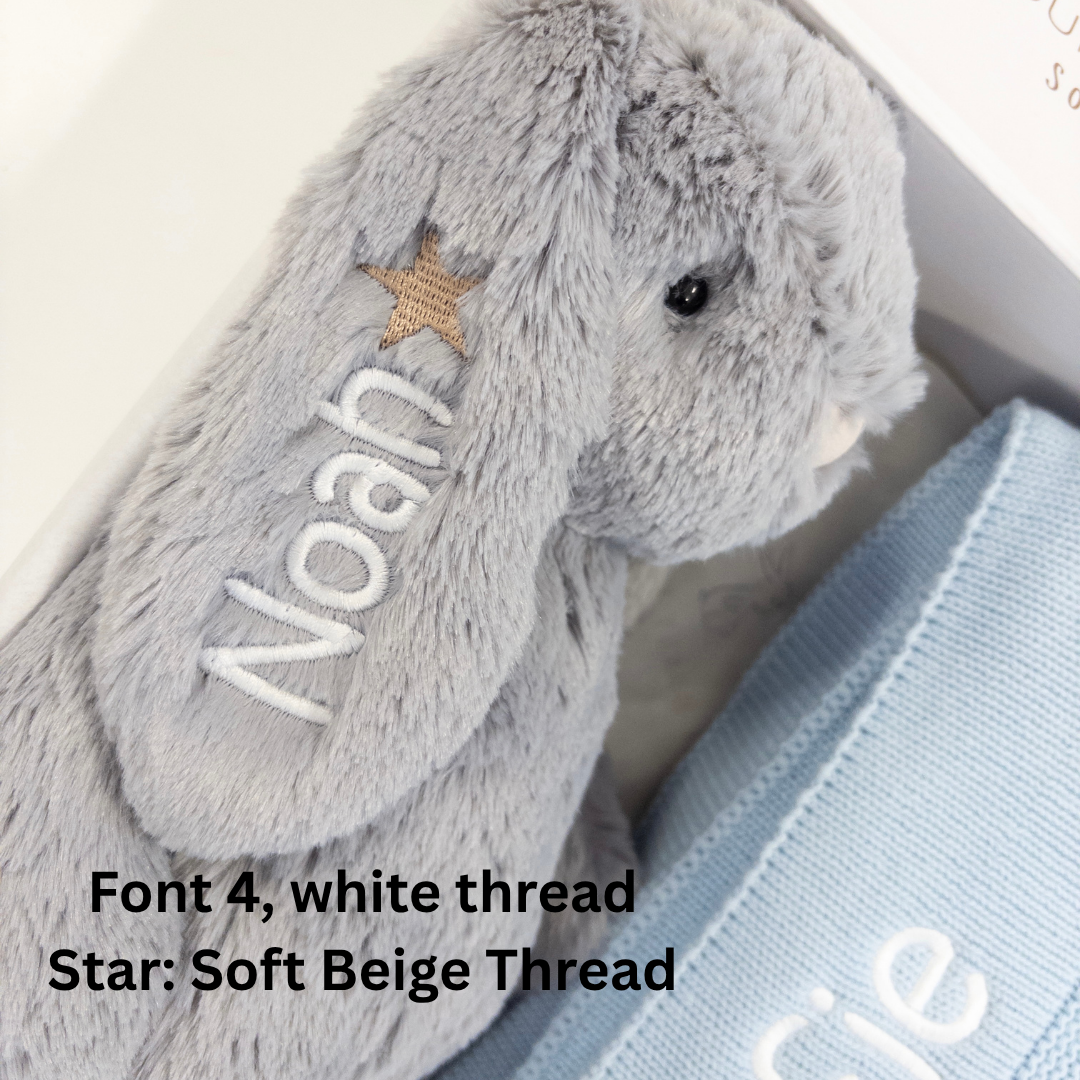 Personalised Bunny & Blanket Gift Hamper - Silver & Blue