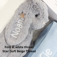 Personalised Bunny & Blanket Gift Hamper - Silver & Blue