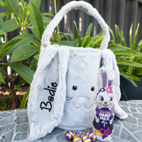 Personalised Easter Bunny Rabbit Basket - Grey