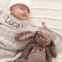 Personalised Cable Knit Baby Blanket - Stone