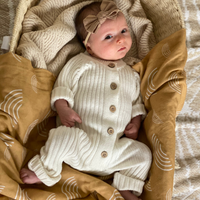 Little B's Knitted Cotton Rib Romper - Milk