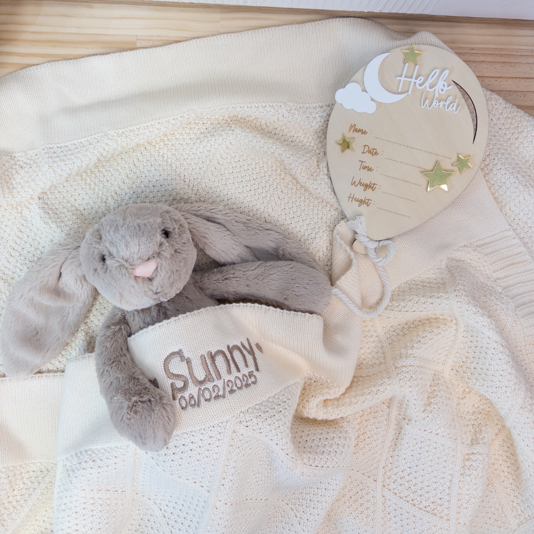 Birth Announcement Plaque - Hello World Balloon