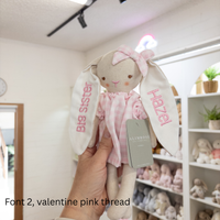 Personalised Alimrose Pink Gingham Pixie Bunny