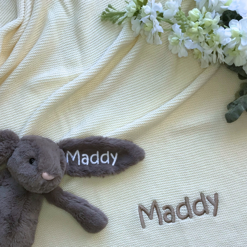 Personalised 100% Cotton Knit Baby Blanket - Cream