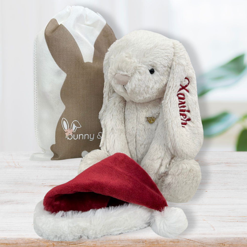 Jamie Kay Snuggle Bunnies - Christmas Hat Penelope - 30cm (AVAILABLE 1 NOV 24)