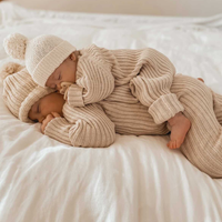 Little B's Knitted Cotton Rib Romper - Honey Milk