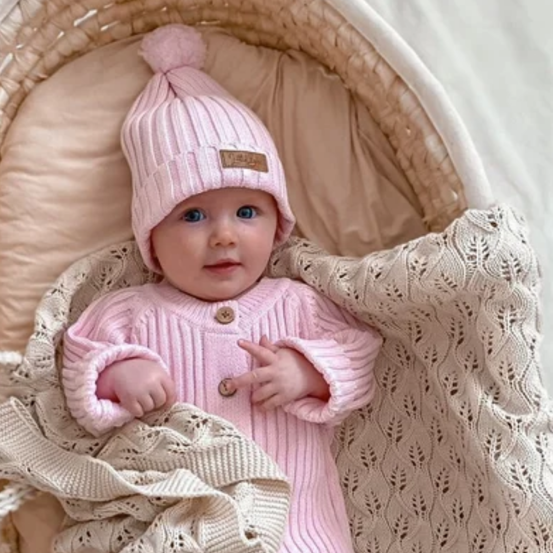 Little B's Knitted Cotton Rib Beanie - Pink
