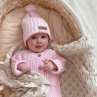 Little B's Knitted Cotton Rib Beanie - Pink