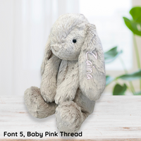 Personalised Beige Snuggle Bunny & Mauve Cable Knit Blanket Gift Set