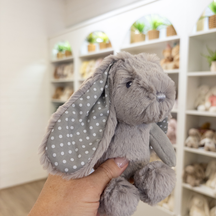 Personalised Tiny Spotty Bunnies 17cm - Grey