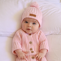 Little B's Knitted Cotton Rib Beanie - Pink