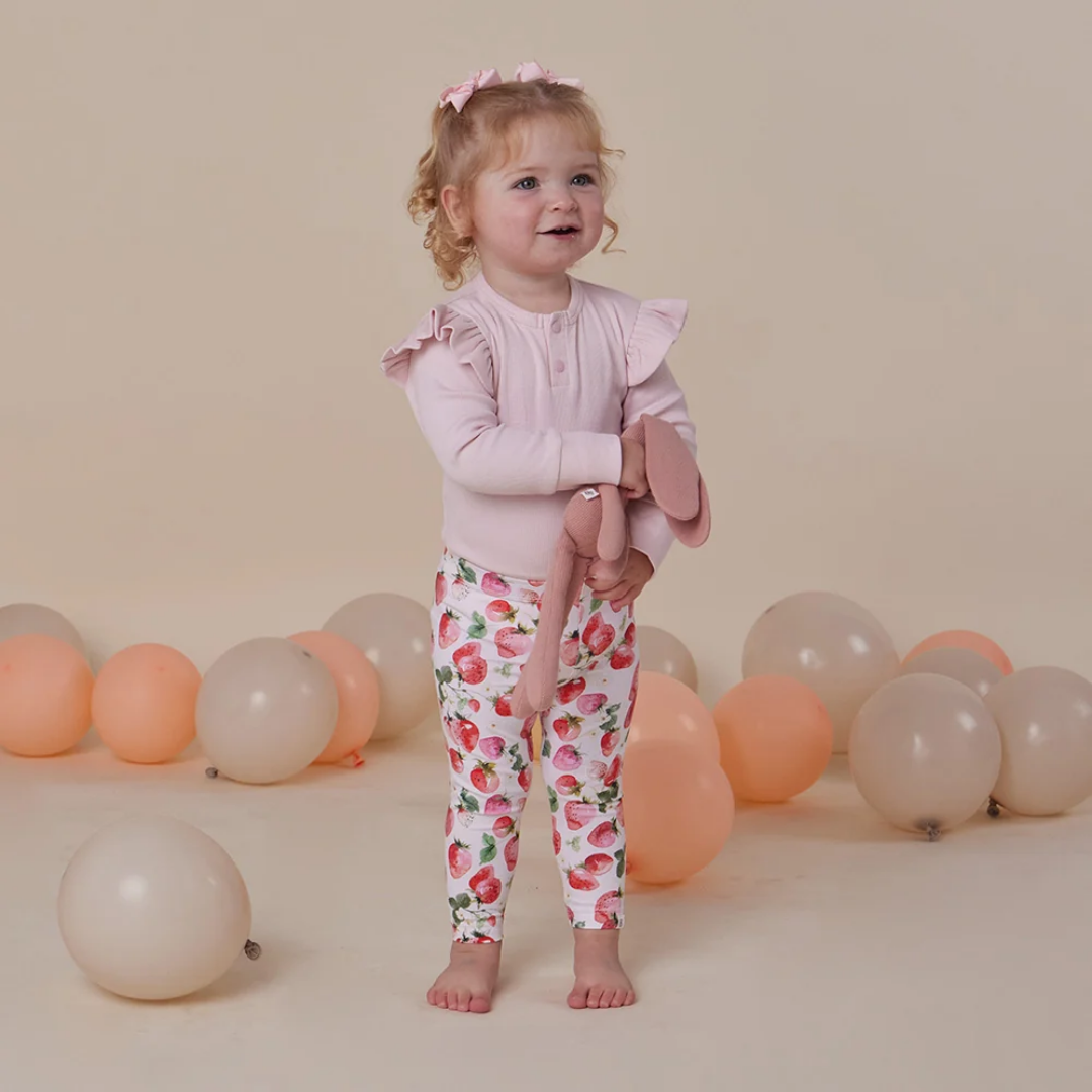 Snuggle Hunny Long Sleeve Organic Bodysuit with Frill - Baby Pink