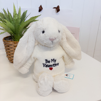 Valentines Day Gift - Medium Cream Jellycat Bunny & Be My Valentine Jumper