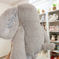 Personalised Grey Diamond Knit Blanket & Elephant Baby Hamper - Baby Boy