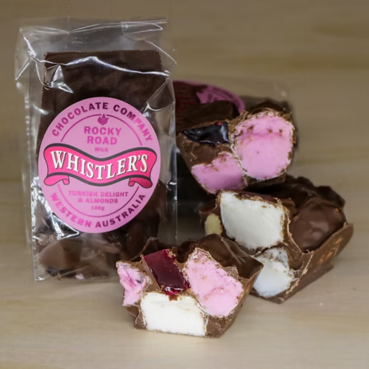 Whistler's - Turkish Delight & Almonds Milk Rocky Road 100g