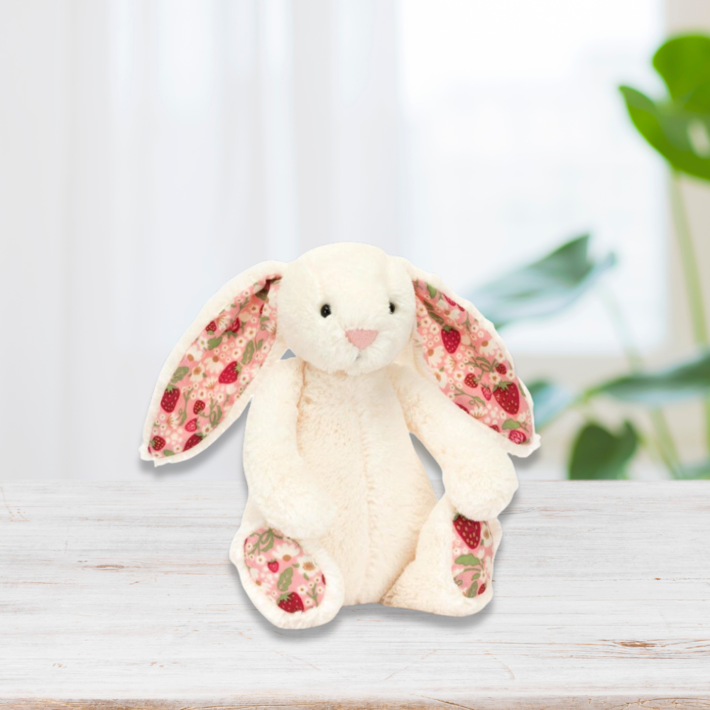 Personalised Jellycat Blossom Cream Bunny - Berry (SMALL)