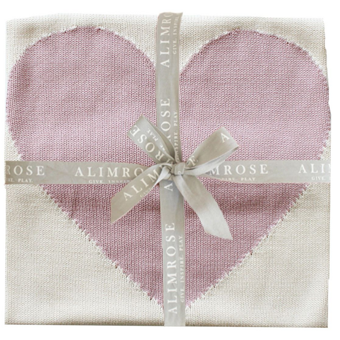 Alimrose Heart Blanket  - Natural & Pink