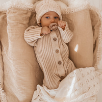 Little B's Knitted Cotton Rib Romper - Honey Milk