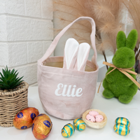 Personalised Easter Basket Small Bunny Ears - Pink