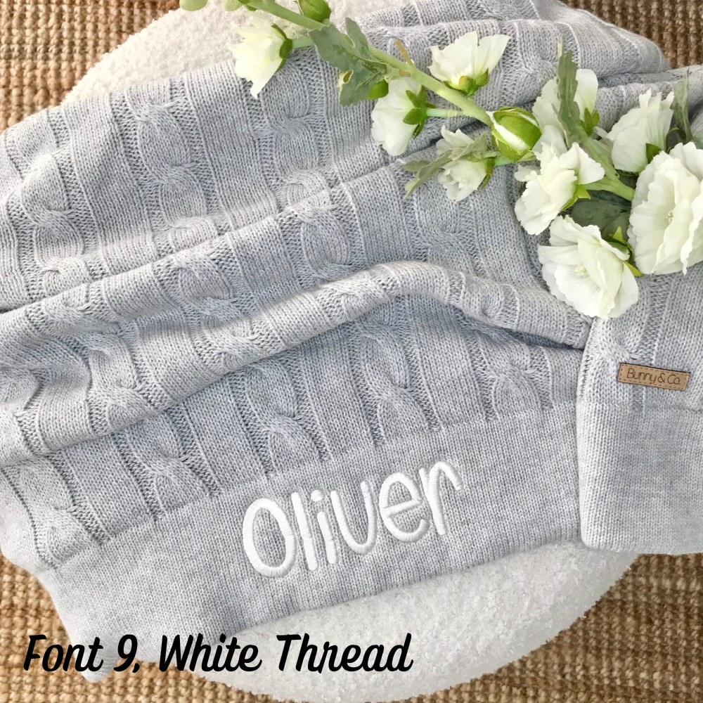 Personalised Cable Knit Baby Blanket - Grey
