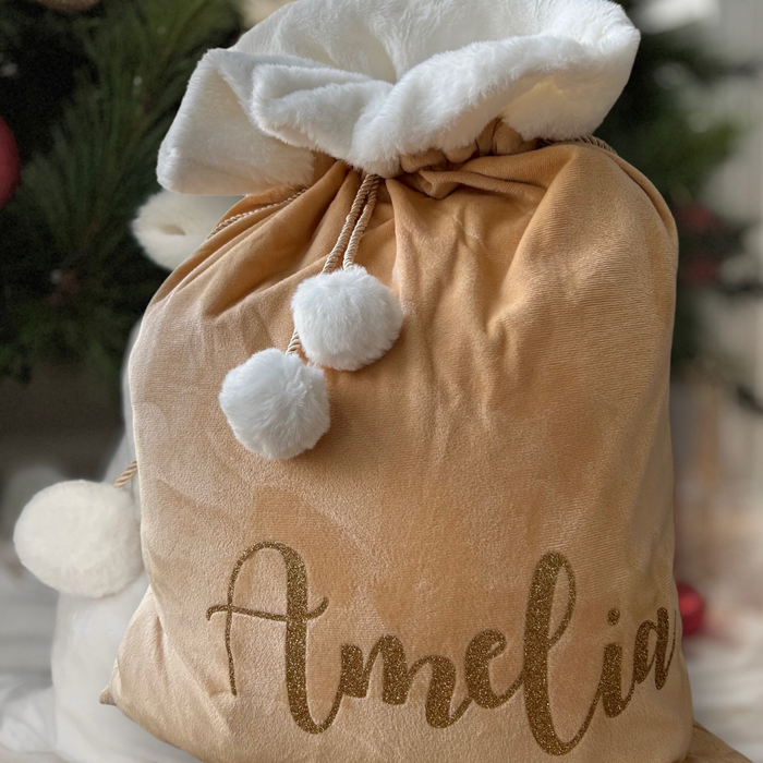 Personalised Christmas Santa Sack - Champagne