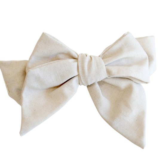 Alimrose Pre-Tied Linen Bow | Natural