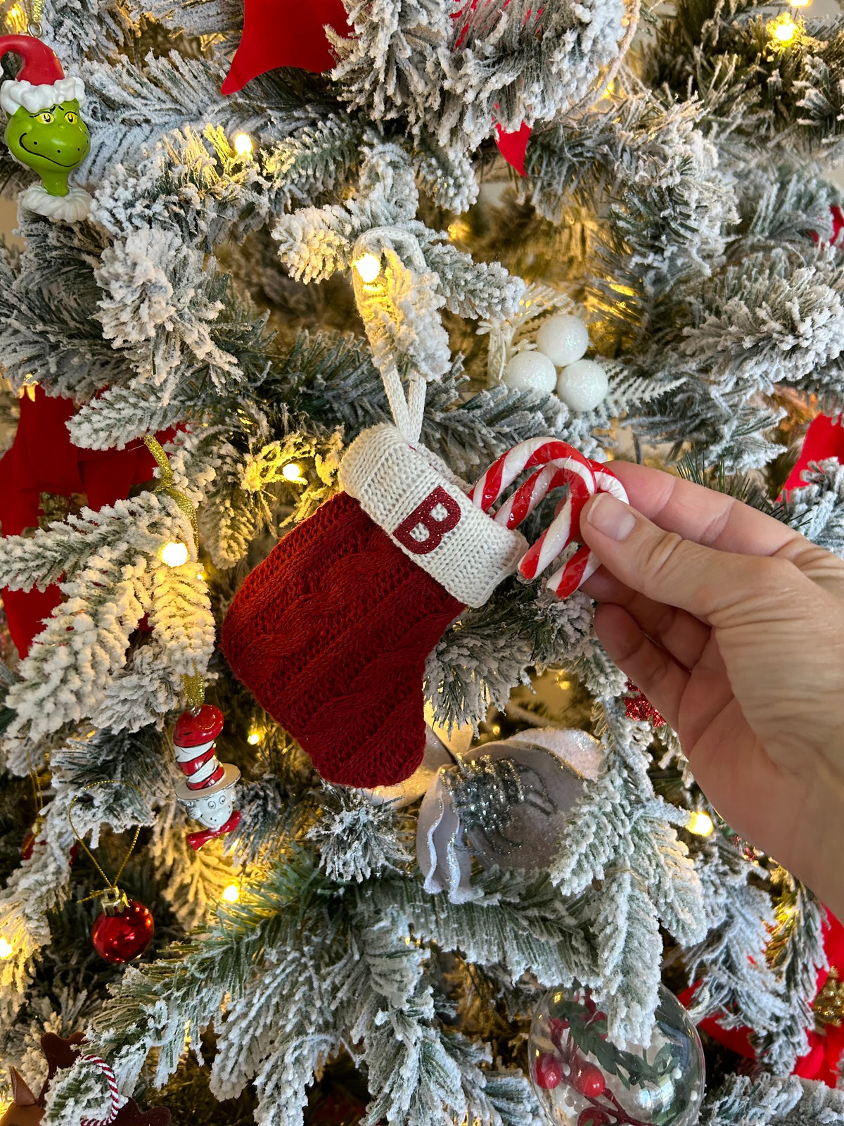 Personalised Christmas Tree Decoration - Candy Cane Stocking