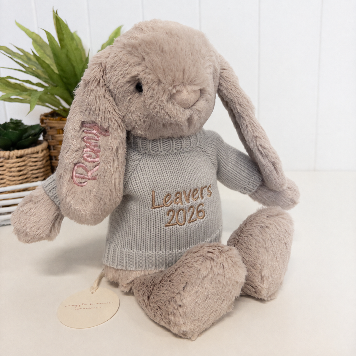 Personalised Graduation Bunny & Jumper - Beige