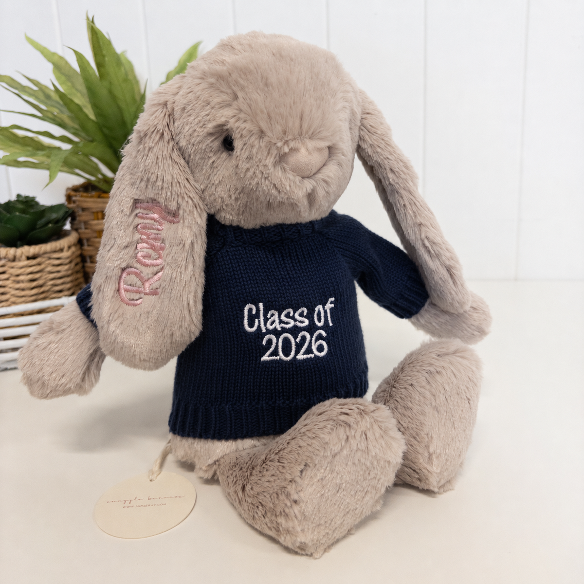 Personalised Graduation Bunny & Jumper - Beige