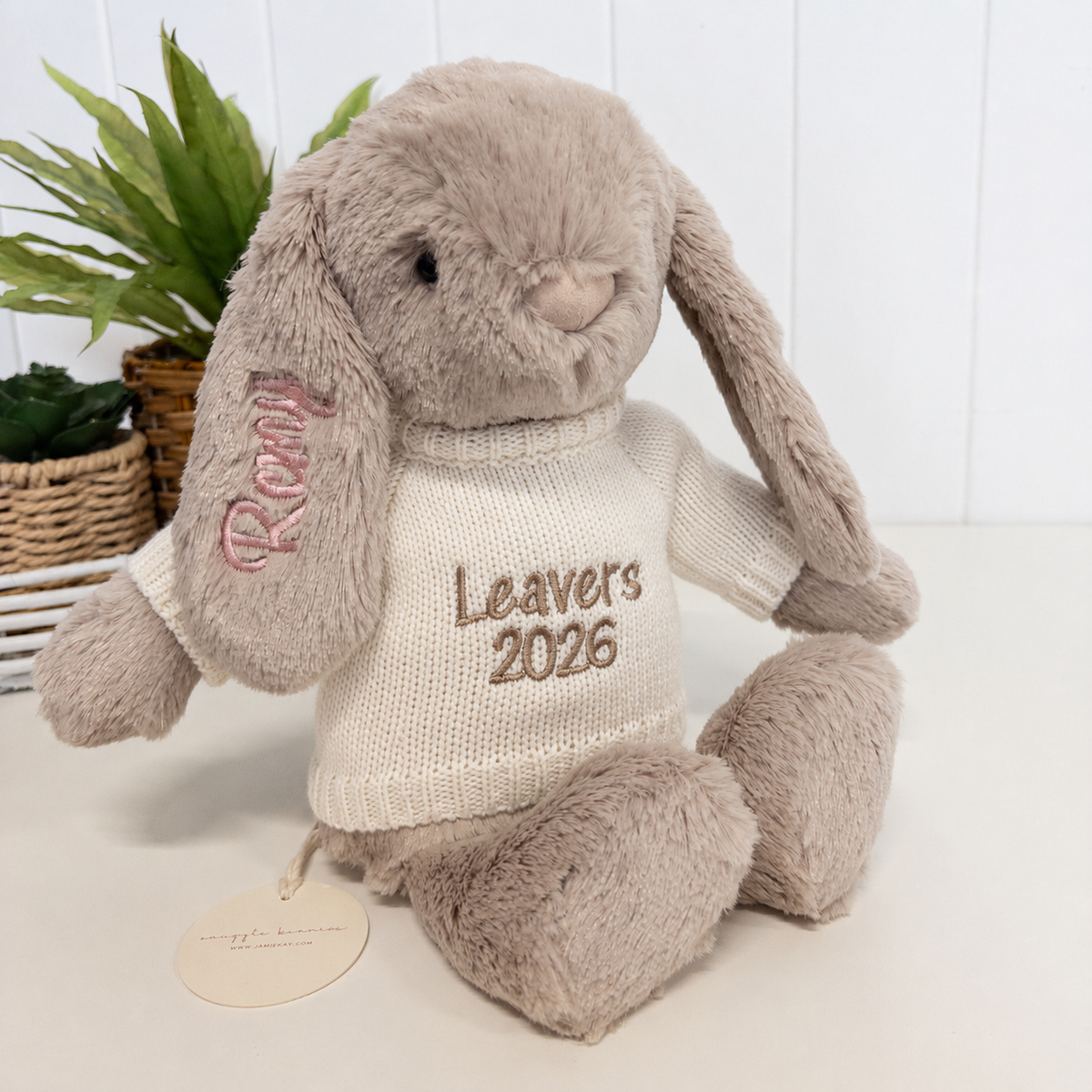 Personalised Graduation Bunny & Jumper - Beige