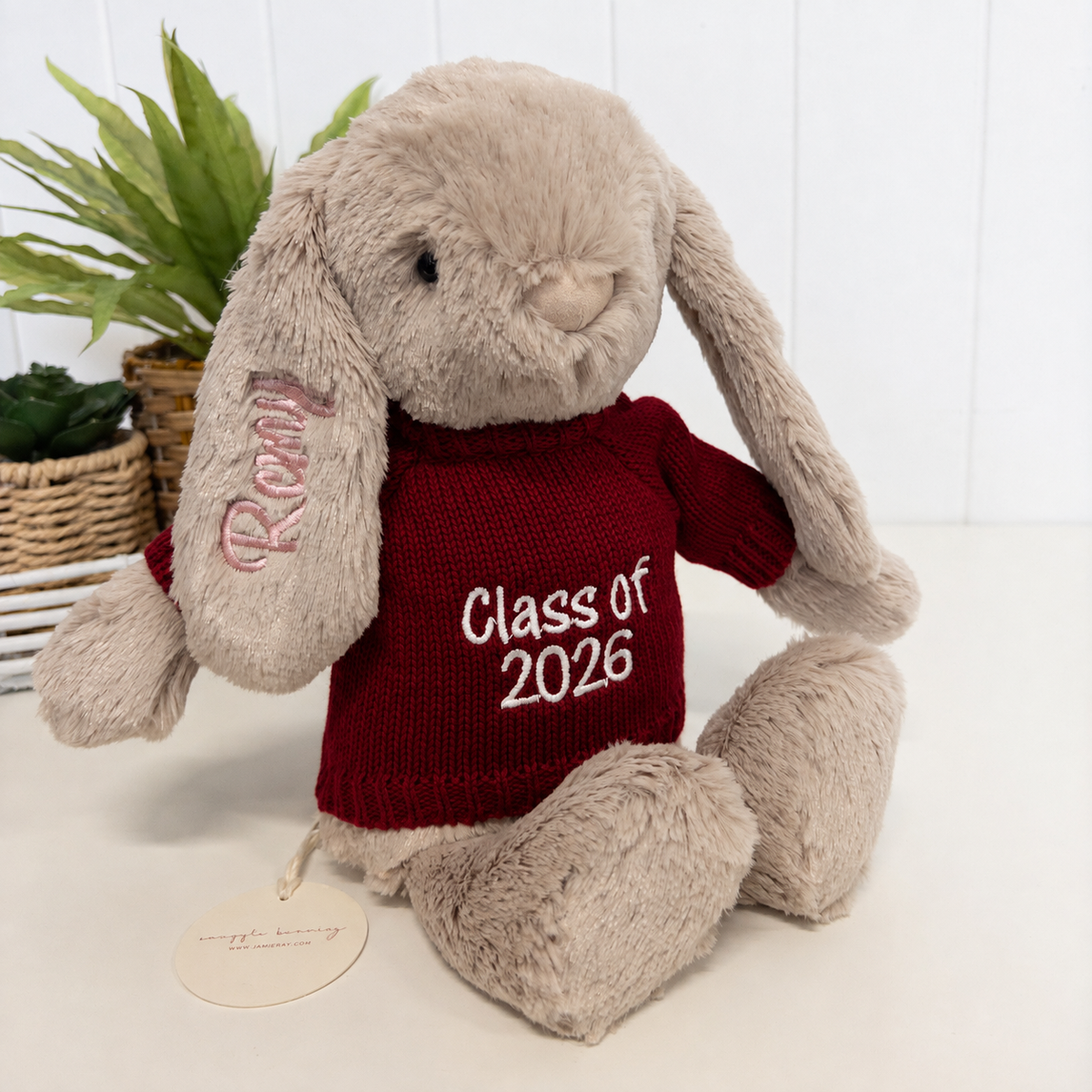 Personalised Graduation Bunny & Jumper - Beige