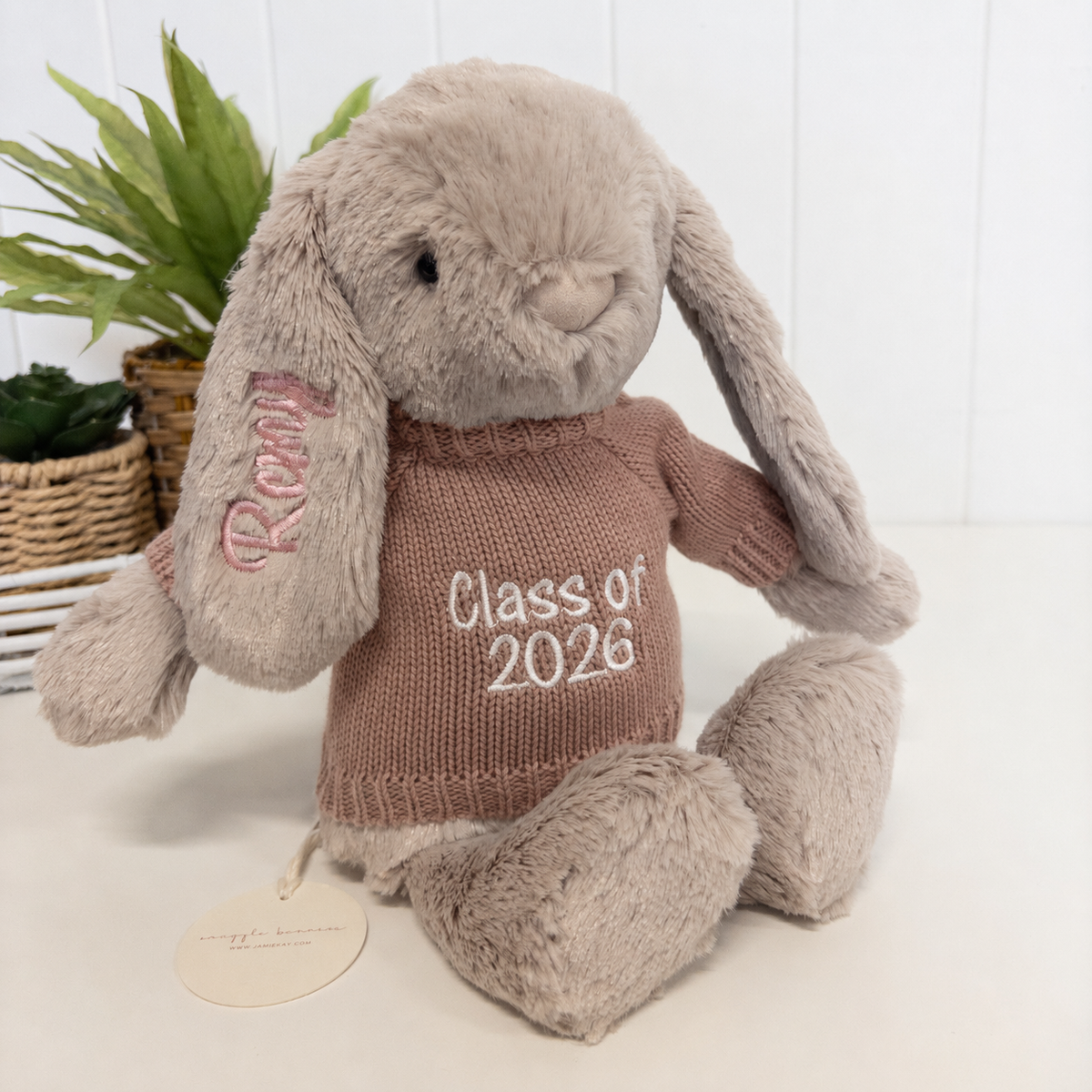 Personalised Graduation Bunny & Jumper - Beige