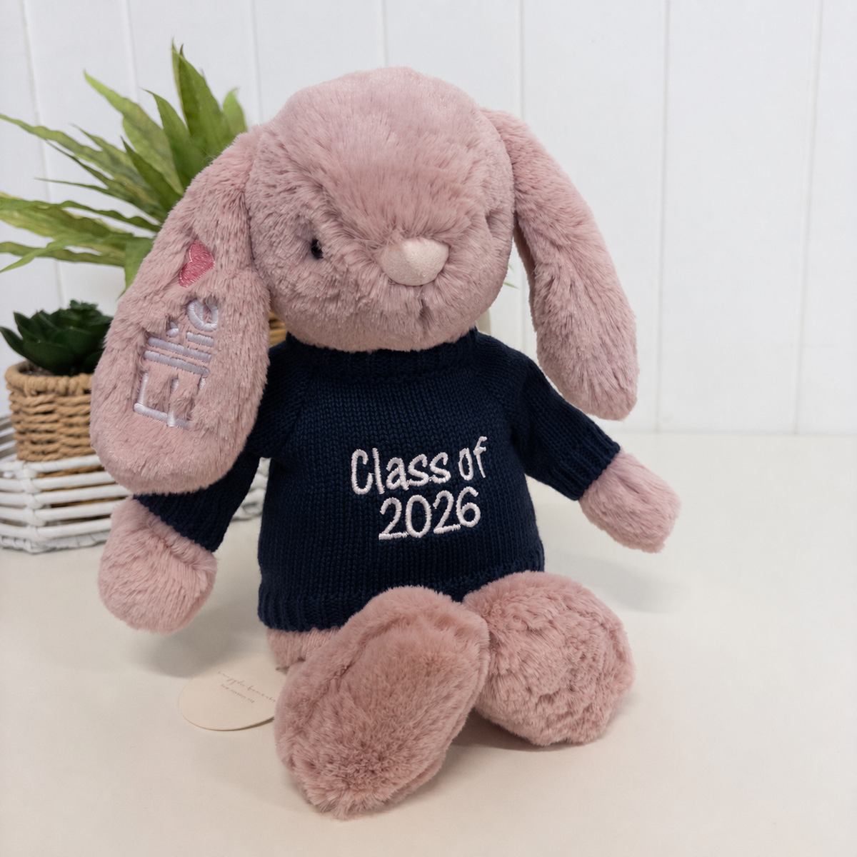 Personalised Graduation Bunny & Jumper - Powder Pink