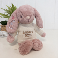 Personalised Graduation Bunny & Jumper - Powder Pink